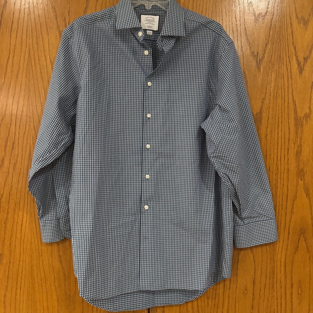 Charles Tyrwhitt Button Down Shirt Gingham 16.5/33" Classic Fit Non-Iron Casual